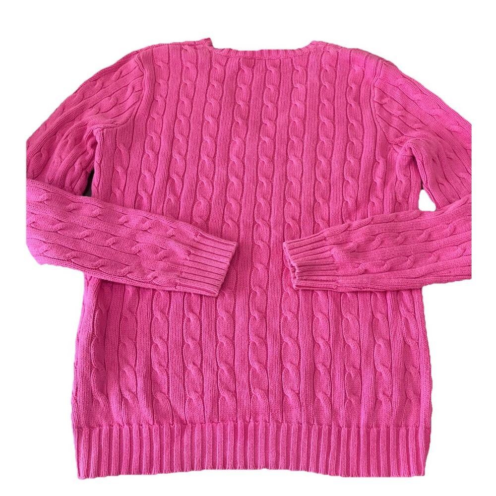 Vintage Ralph Lauren Sport Women's Cable Knit Sweater Size Medium Pink w/yellow - Picture 6 of 13